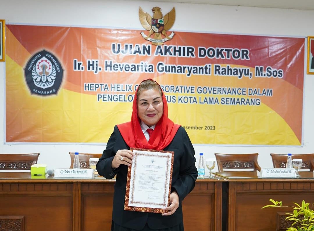 Wali Kota Semarang Hevearita Gunaryanti Rahayu lulus doktoral Undip dengan IPK summa cumlaude. (Foto: Dok)