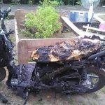 Satu unit sepeda motor ikut hangus terbakar. Musibah kebakaran yang melanda rumah milik Ali Mafud, warga Dusun Karangrejo, Desa Kluwan, Kecamatan Penawangan, Kabupaten Grobogan mengakibatkan hampir seluruh barang berharga yang berada di dalam rumah korban.